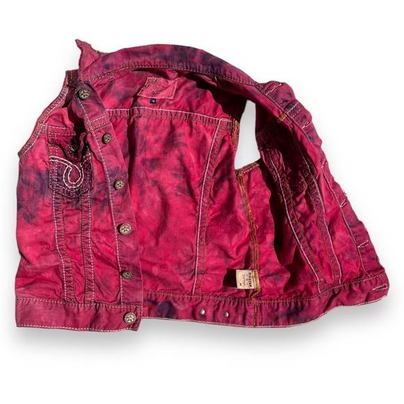 Pink Tie Dye Distressed Denim Vest - Picture 6 of 14